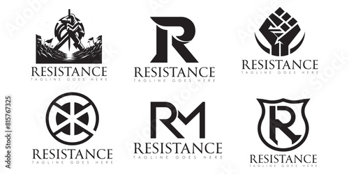 set of Resistances vector logo design, resistances minimal logo design, icon, black and white color  photo
