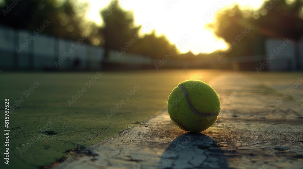 The Quiet Game A Tennis Ball Rests Peacefully by the Tennis Court

