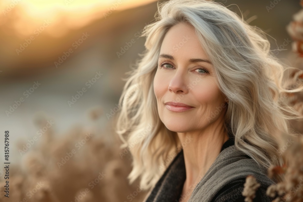 Fototapeta premium Beautiful mature woman. Art studio. Generate Ai