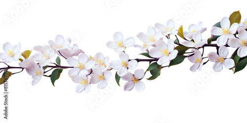 White jasmine flowers branch on transparency background, for decorating banners