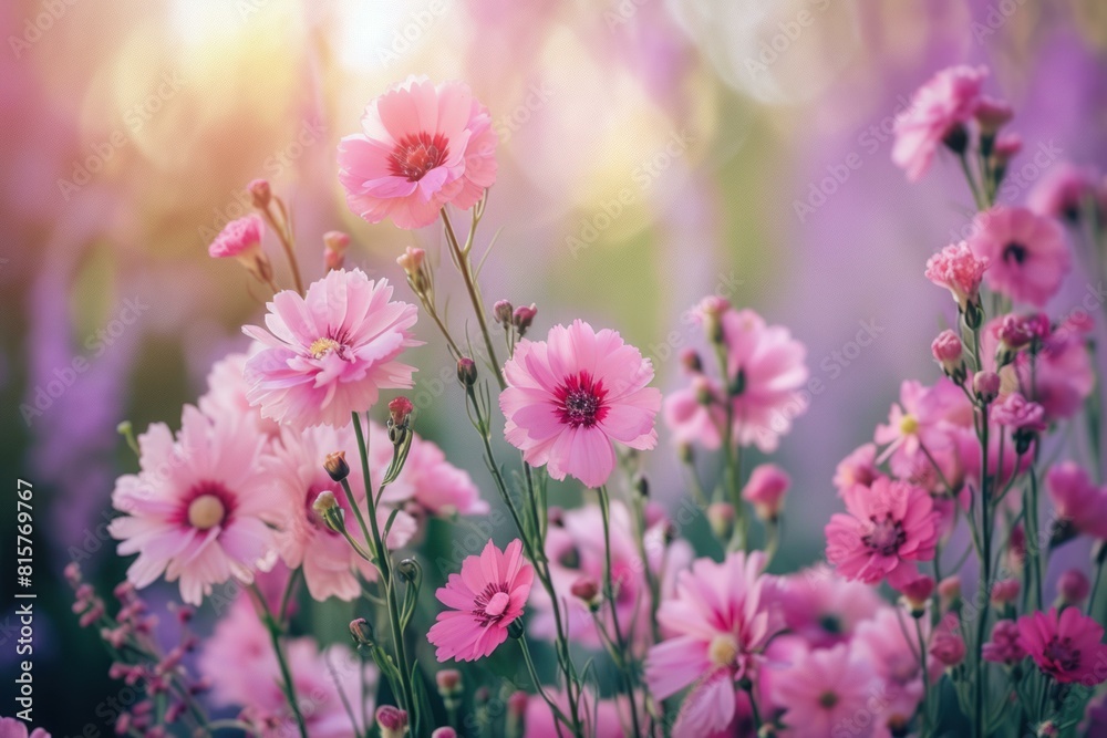 Mesmerizing Beautiful pink pastel flowers with flying petals. Blossom delicate spring composition. Generate ai Mesmerizing Beautiful pink pastel flowers with flying petals. Blossom delicate spring composition. Generate ai