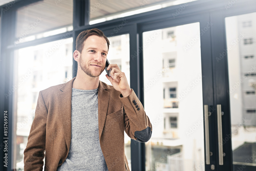 Phone call, thinking and businessman in office with contact communication, feedback and b2b client networking. Smartphone, advisor and pro broker with app conversation, planning or investment ideas Phone call, thinking and businessman in office with contact communication, feedback and b2b client networking. Smartphone, advisor and pro broker with app conversation, planning or investment ideas
