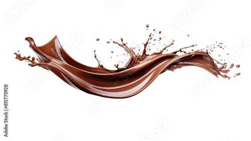 Chocolate milk splash isolated on transparency background, Isolated cocoa milk shake