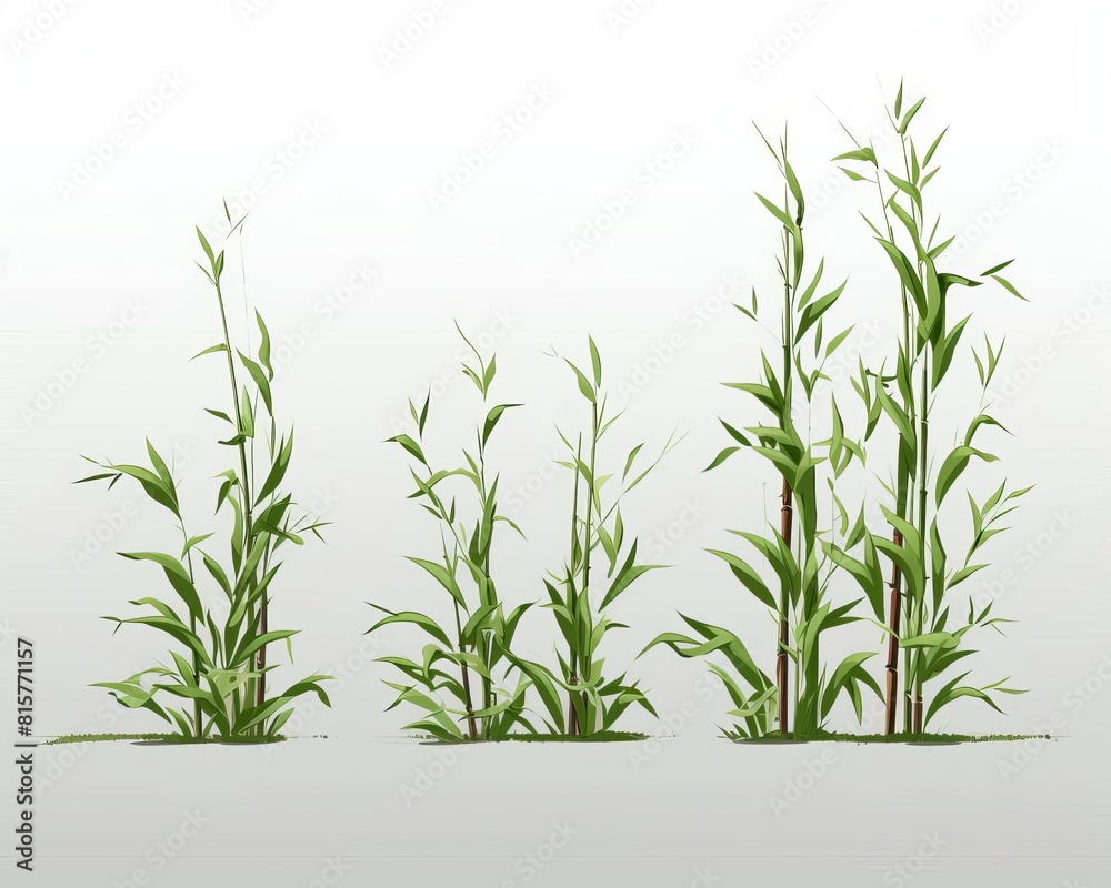 Fototapeta premium Bamboo flat design side view fastgrowing grass theme animation Monochromatic Color Scheme