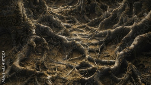 Unveiling the Intricate Texture of Root Growth on the Ground Nature's Subterranean Tapestry
 photo