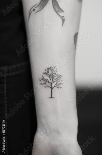 simple hand draw design tree tattoo