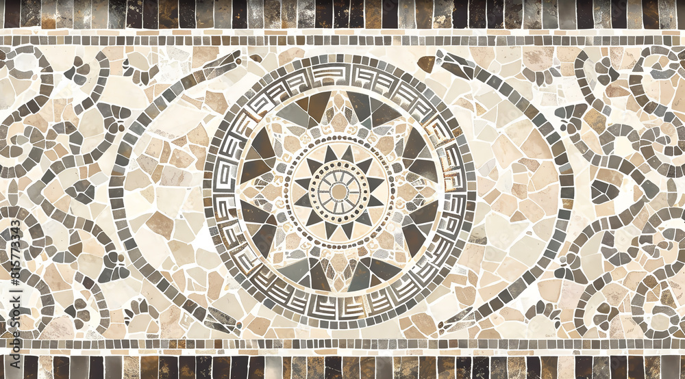 mosaic with imitation stone ornament in warm colors, antique style decor