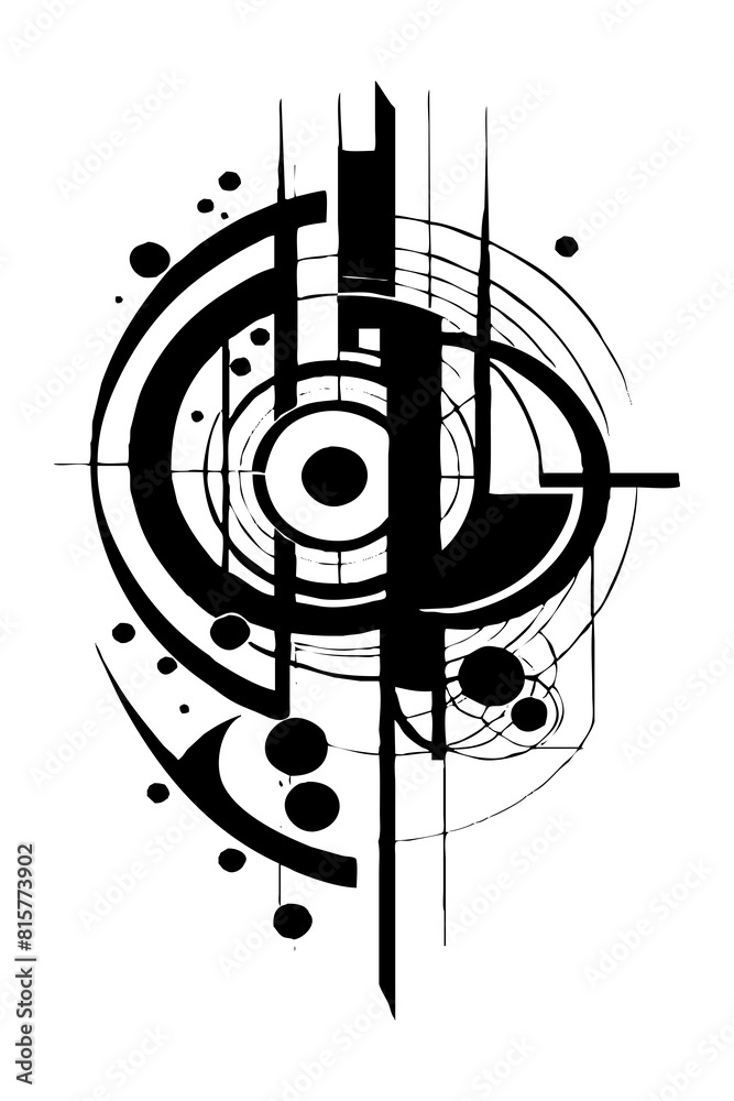 Obraz premium Black and white pattern. Minimalist illustration for printing. Geometric background design, abstract cover templates, for tattoos. Generated by Ai