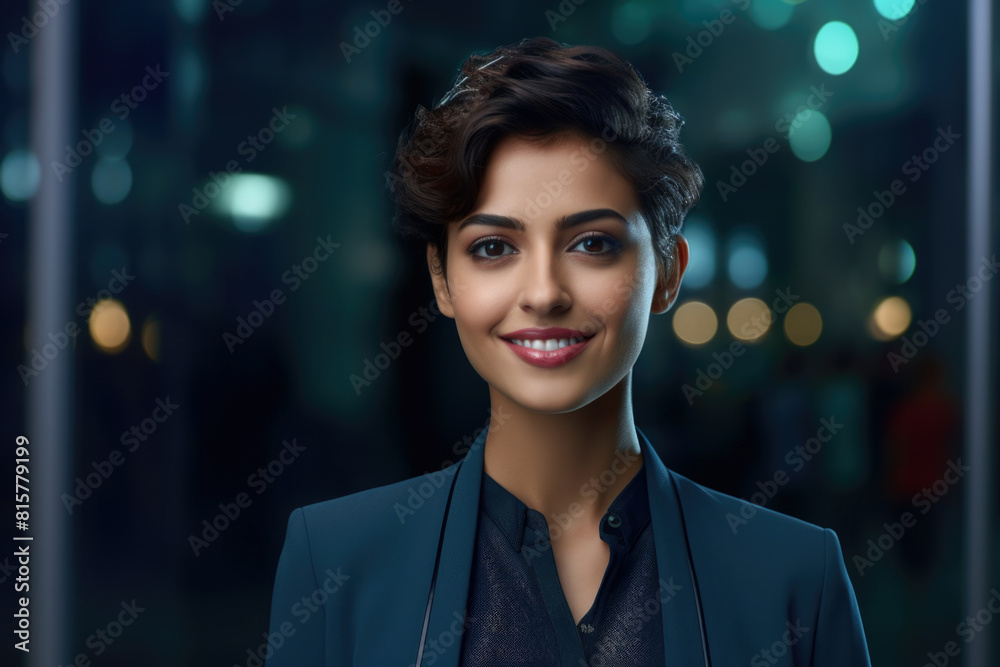 Obraz premium Closeup portrait of a confident young Indian Corporate professional woman with short hair