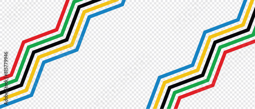 Abstract colorful wave background with Olympics lines colors isolated with transparent background. eps 10