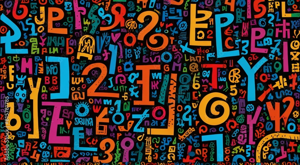 colorful abstract pattern with letters and numbers colorful abstract pattern with letters and numbers