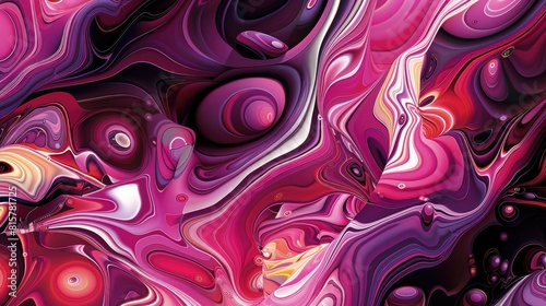 Pink and purple abstract painting with a variety of shapes and textures. AIG51A. photo