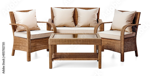 Modern Wicker Sofa and Chairs Set for Outdoor Patio © SavinArt