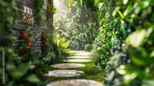 Welcoming 2025 Embracing the New Year on Nature s Path with Eco-Friendly Greenery Wallpaper Concept 