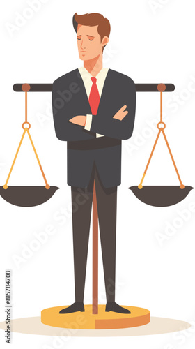Businessman Weighing Advantages and Disadvantages, Making Fair and Honest Decisions