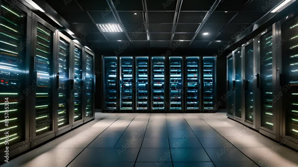 High-Capacity Server Room in Modern Data Center High-Capacity Server Room in Modern Data Center