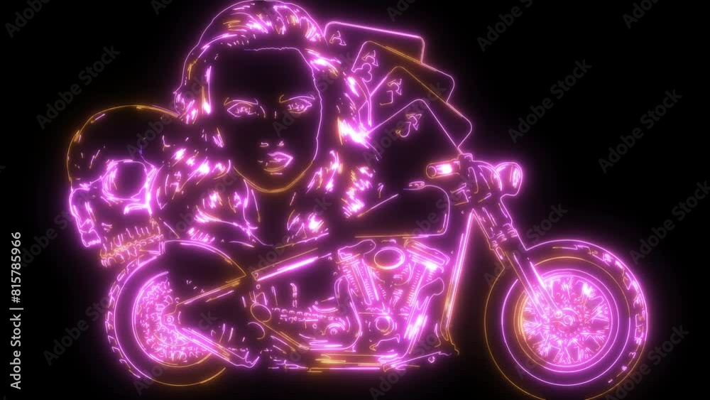 chopper skull biker with woman chopper skull biker with woman