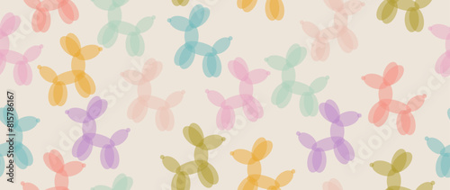 Vector seamless illustration. A set of balloons in the shape of an animal on a light background. Perfect for gift wrapping.