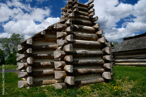 Tableau sur toile Detail of a log cabin, Valley Forge National Historical Park, King of Prussia, P