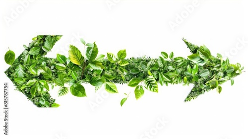 Ecofriendly arrow clipart designed with green leaves and natural elements  ideal for environmental campaigns or green business initiatives