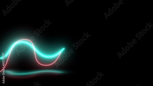 bright blue red black digital, cybertechnological, neon glowing background motion animation. smooth wave lines , sinusoids photo
