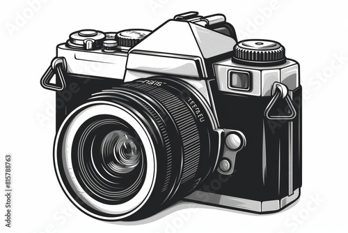 Minimalist camera clipart with a simple, clean outline, perfect for logos, app icons, or contemporary graphic design work