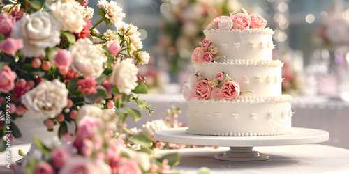 Luxurious Wedding Cakes with Elegant Pink Rose Decorations Chic and Sophisticated Wedding Cakes with Pink Roses Exquisite Wedding Cakes Adorned with Pink Rose Details