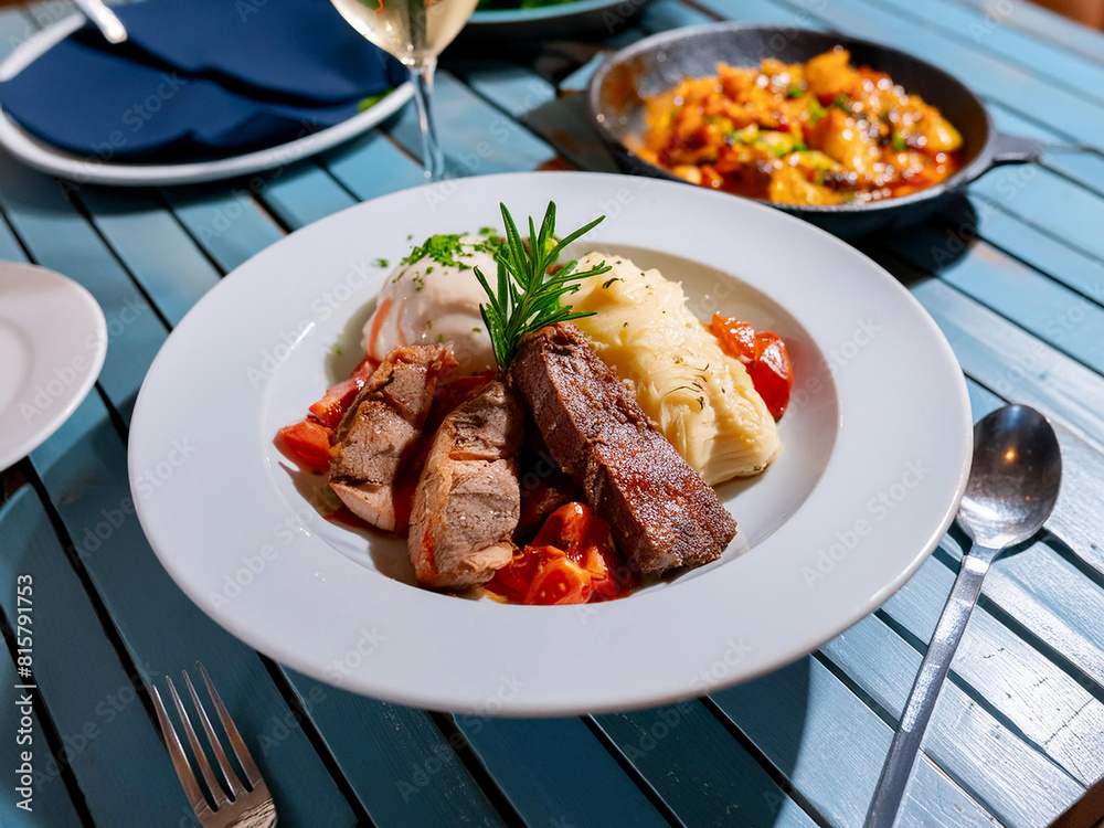 Traditional Italian meat dishes with vegetable Traditional Italian meat dishes with vegetable