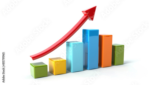 Vibrant bar chart with upward arrow symbolizing growth or success Free Download Vibrant bar chart with upward arrow symbolizing growth or success - GFXLoad