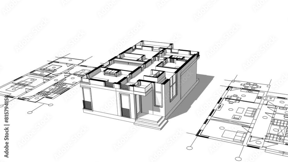 Modern house building architectural 3d rendering