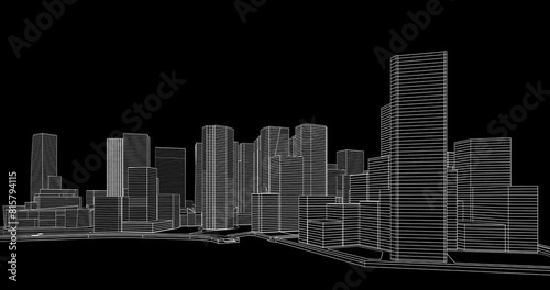 Modern city buildings architectural 3d rendering