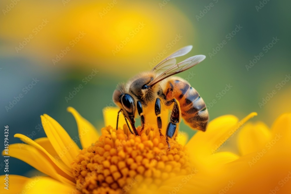 Focused Bee collect nectar. Summer plant. Generate Ai Focused Bee collect nectar. Summer plant. Generate Ai