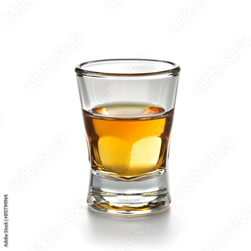 A shot of alcohol in a small glass isolated on a white background
