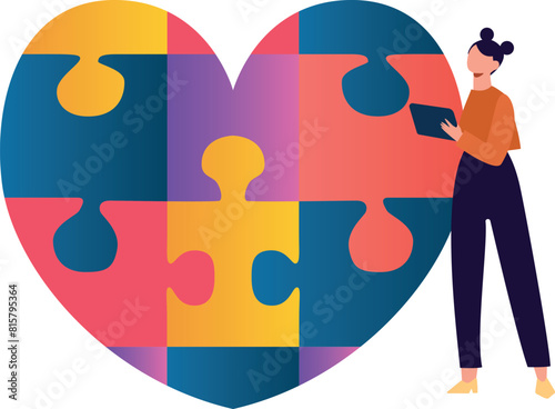 Girl looking into tablet for autism awareness.