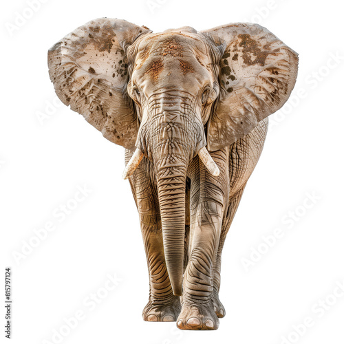 Majestic african elephant isolated on transparent background