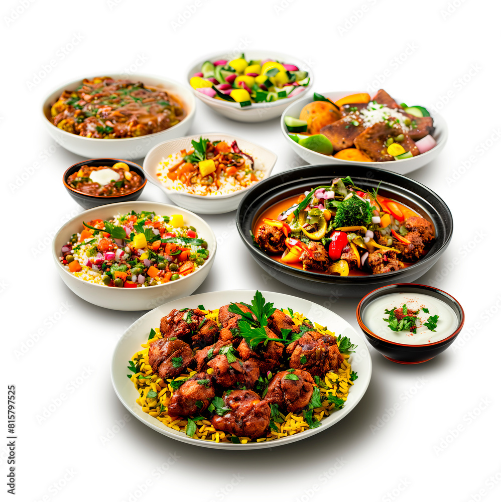 Array of Indian Cuisine Options on PSD Transparent Background Array of Indian Cuisine Options on PSD Transparent Background