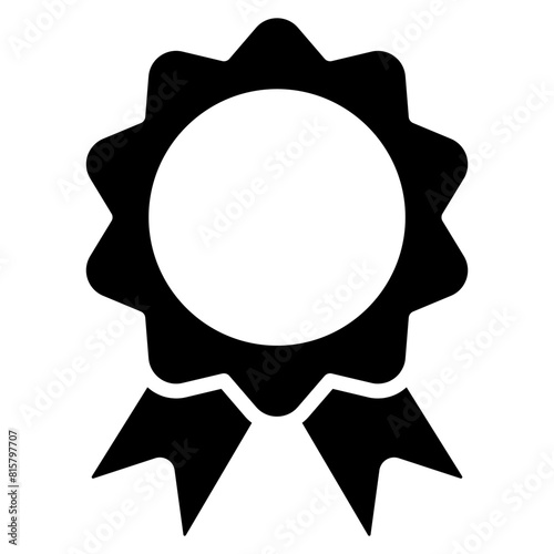 Award ribbon badge silhouette. Rosette icon. Medal symbol. Vector illustration isolated on white.