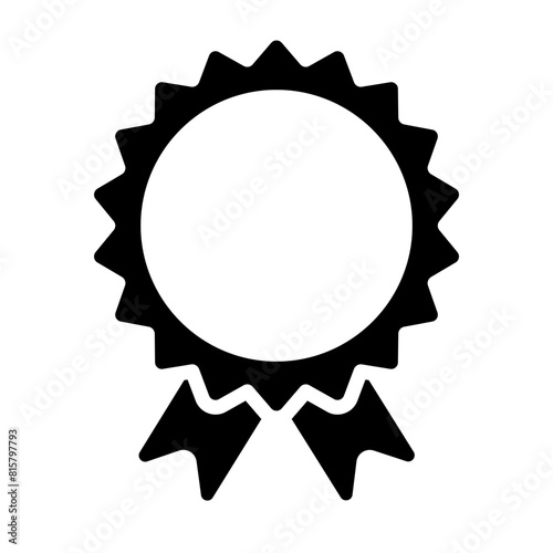 Award ribbon badge silhouette. Rosette icon. Medal symbol. Vector illustration isolated on white. © Віталій Баріда