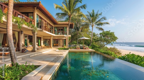 Summer and sea. House on the seaside. Hotel on the seashore near an exotic tropical beach. © Vasili