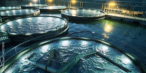 Modern fish farm with recirculating aquaculture, Sustainable Fish Farming with Water Recirculation Methods
 photo