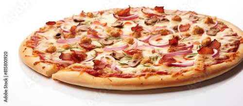 An authentic Italian pizza from Ludowa perfect for advertising with a clean white background and copy space image