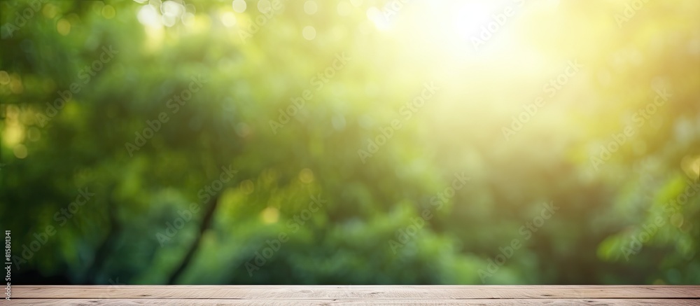 Blurry nature background with a table top and copy space image Blurry nature background with a table top and copy space image