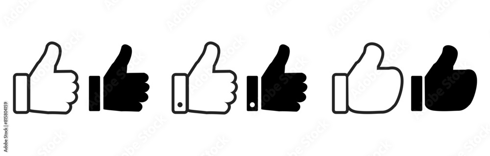 Set of thumbs up icons. Thumb. Thumb icon collection. Vector illustration. Set of thumbs up icons. Thumb. Thumb icon collection. Vector illustration.