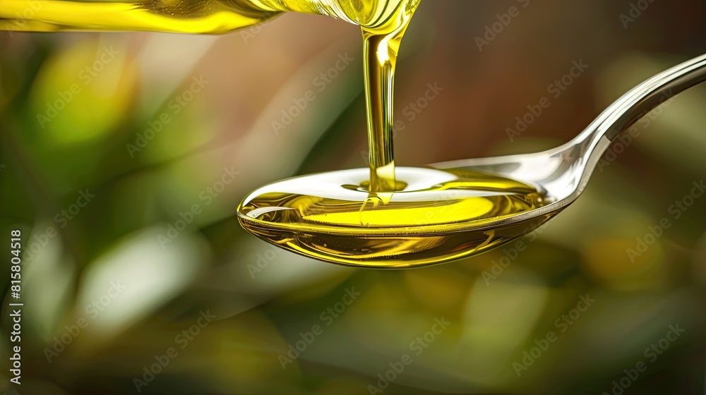 olive oil being poured onto a spoon AI generated olive oil being poured onto a spoon AI generated