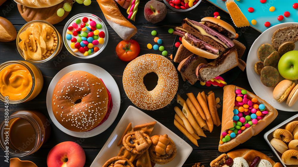Vibrant Spread of Pastries, Sweets, and Snacks Vibrant Spread of Pastries, Sweets, and Snacks