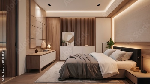 Cozy small bedroom interior with a modern and clean design