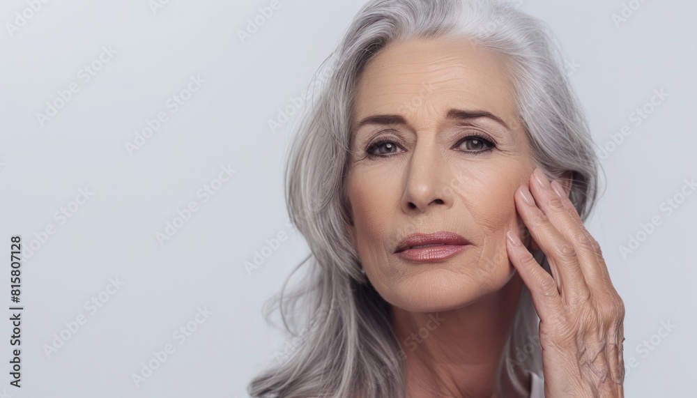 Elegant Senior Woman with Silver Hair. Elegant Senior Woman with Silver Hair.