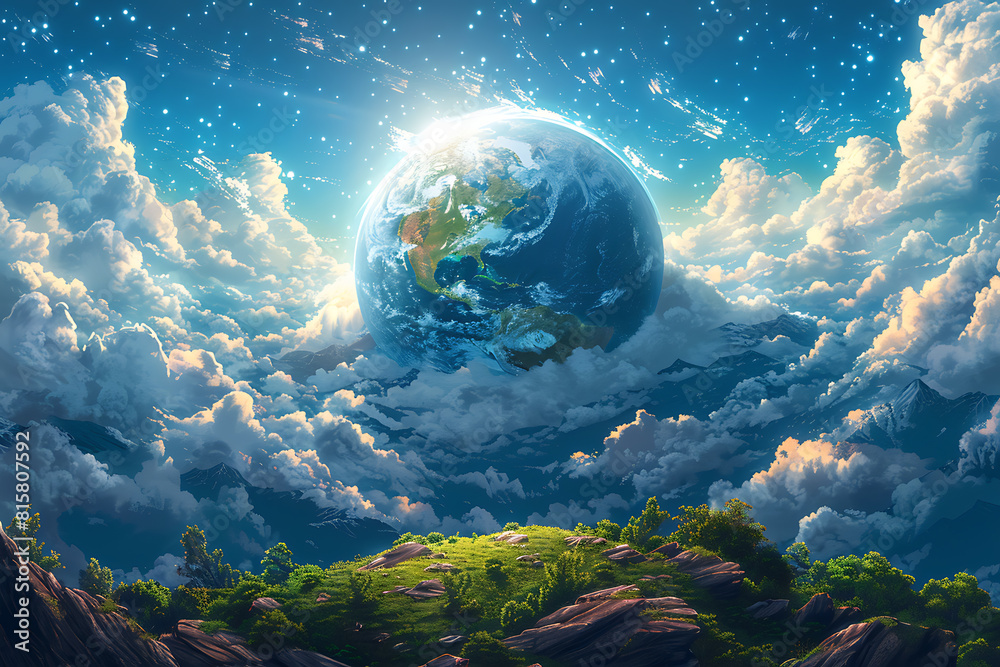 A vibrant blue and green eco Earth globe symbolizes environmental world protection, ecological conservation, and the urgent message of A vibrant blue and green eco Earth globe symbolizes environmental world protection, ecological conservation, and the urgent message of