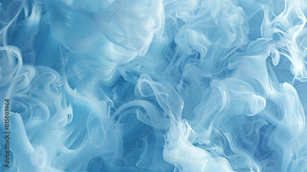 Obraz premium A mysterious smoke pattern that subtly hints at the form of a mythical creature, in icy blue