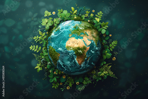 A vibrant blue and green eco Earth globe symbolizes environmental world protection  ecological conservation  and the urgent message of  Save the Planet  celebrated on Earth Day